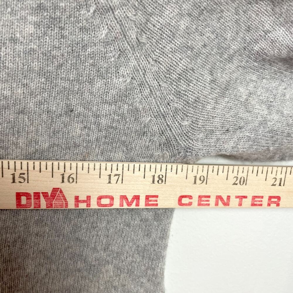 Gray Ivory Color Block Cashmere Sweater V-Neck M/L Quiet Luxury Retro Stripe - Picture 7 of 8